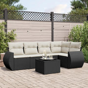 Set Divano da Giardino 6 pz con Cuscini Nero in Polyrattan 3253673