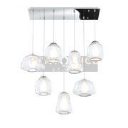 SOSPENSIONE CROMO 7 LUCI RETTANGOLARE VETRI 2X ALPHA + 3X BETA + 2X GAMMA TRASPARENTI 1176CR-S7 R ABG-TR