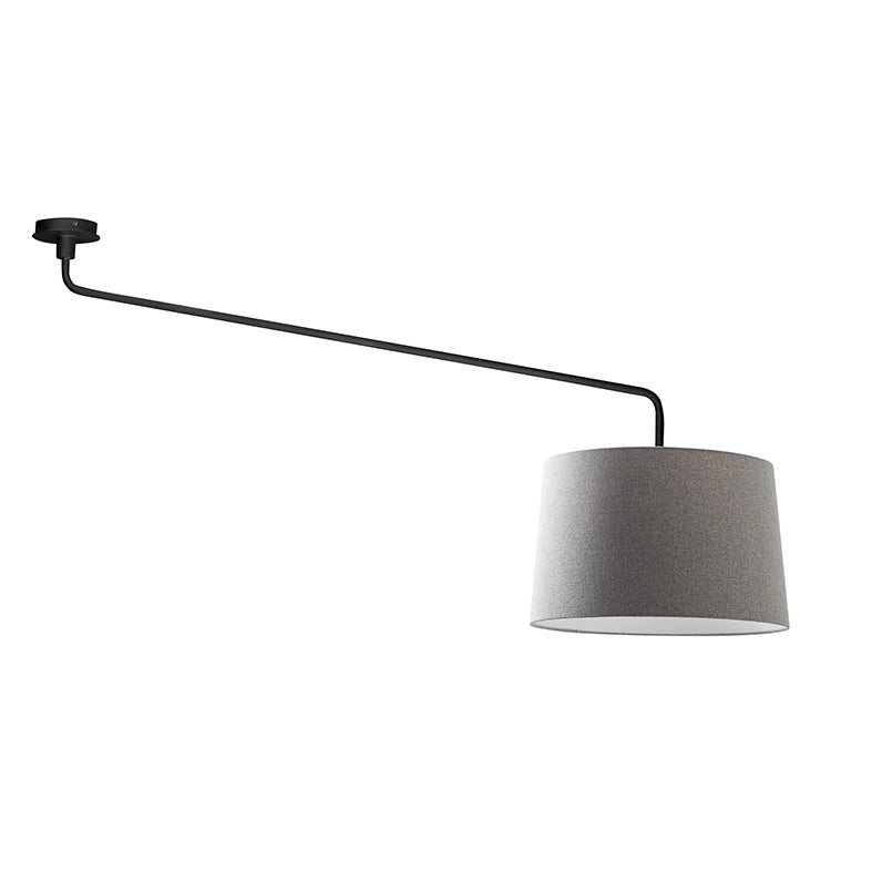 Vivien Plafoniera da Soffitto Nera con Paralume Conico Grigio E27 IP20 48cm - Design Moderno in Metallo e Tessuto per Interni - Rossini Group