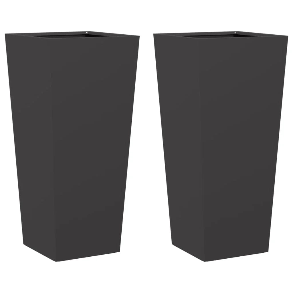 Fioriera rialzata per piante fiori giardino terrazze set da 2 35 x 35 x 75 cm acciaio nero 02_0038941