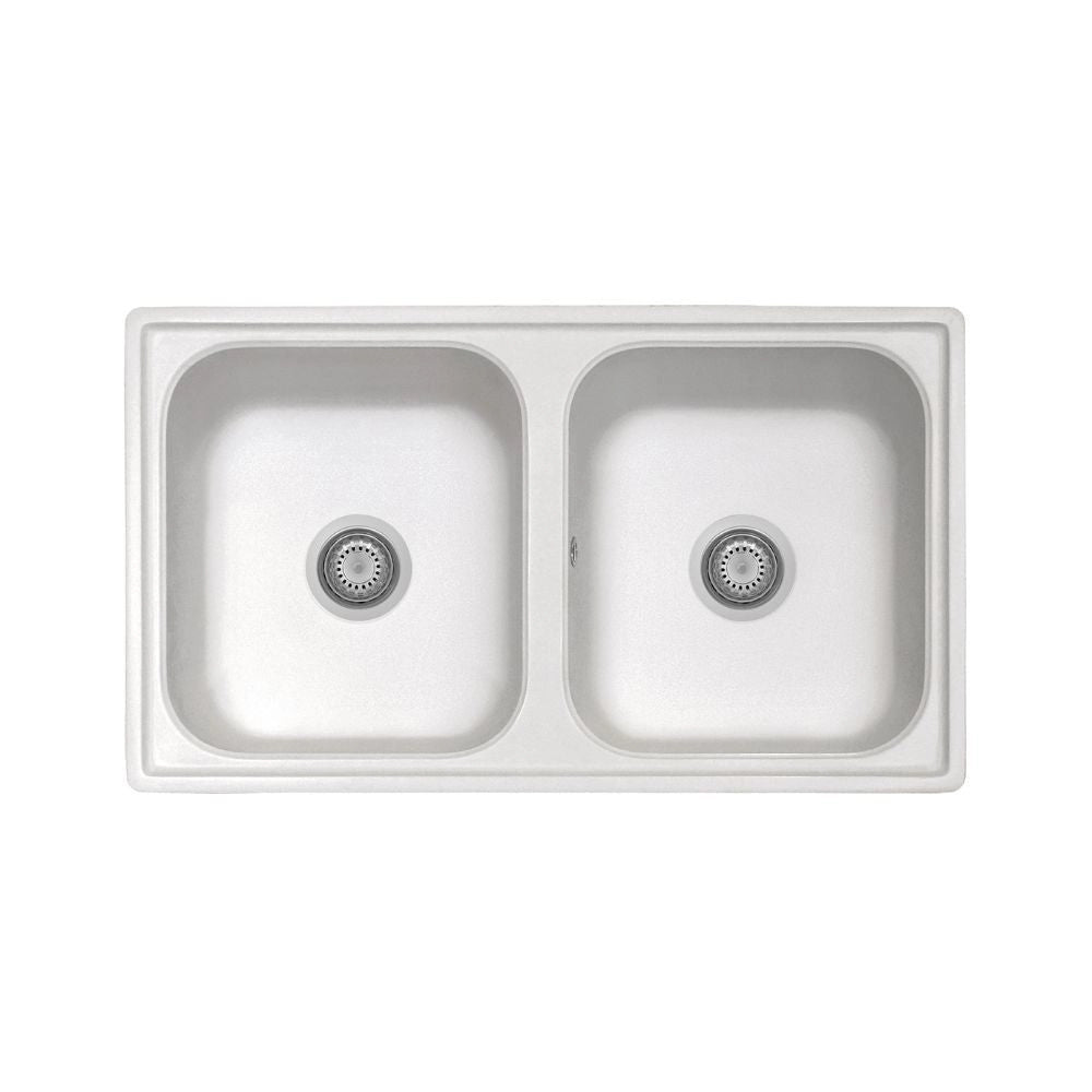 Lavello 86x50 cm 2 vasche bianco Samet