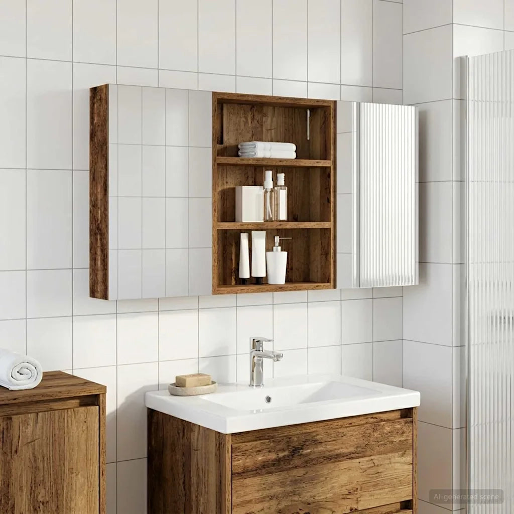 Set di Armadi da Bagno | Armadio da bagno con lo scaffale 3 pz 100 x 10,5 x 50 cm