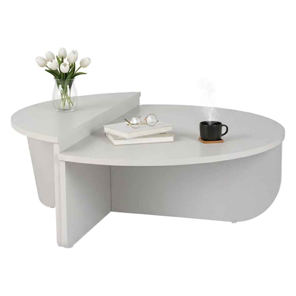 Mansue, Tavolino da Salotto Peso Massimo Supportato 15 kg, 90x60x35h cm Grigio