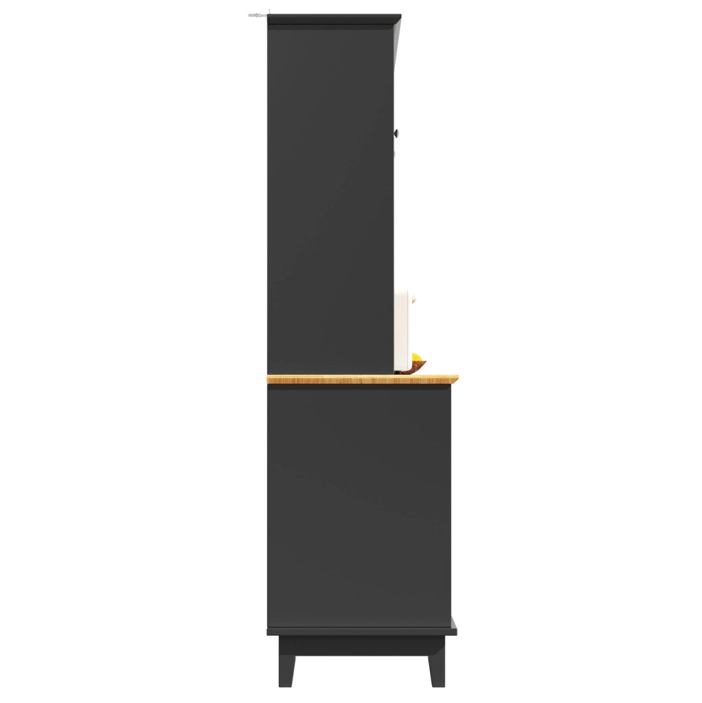 Mobile alto 120x40x180 cm con illuminazione LED APP e ripiani regolabili in MDF nero naturale