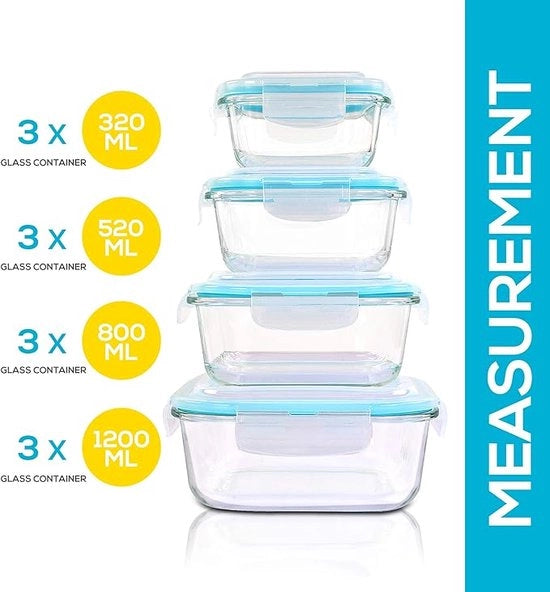 Contenitori di Stoccaggio Alimentare in Vetro - Set di Contenitori di Stoccaggio Alimentare in Vetro