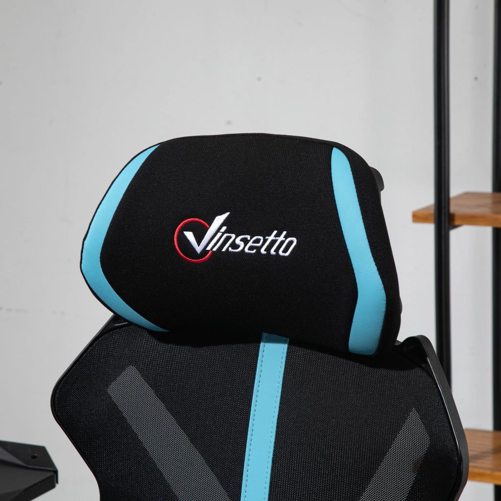 Sedia da Gaming con Poggiapiedi Retrattile ¨C zephmum ¨C Nero e Blu, 65x65x119-129 cm