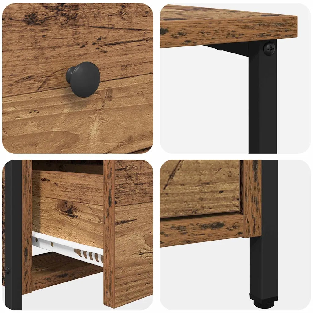 Armadio da Notte con cassetto Legno vecchio 30 x 60 x 60 cm 871271
