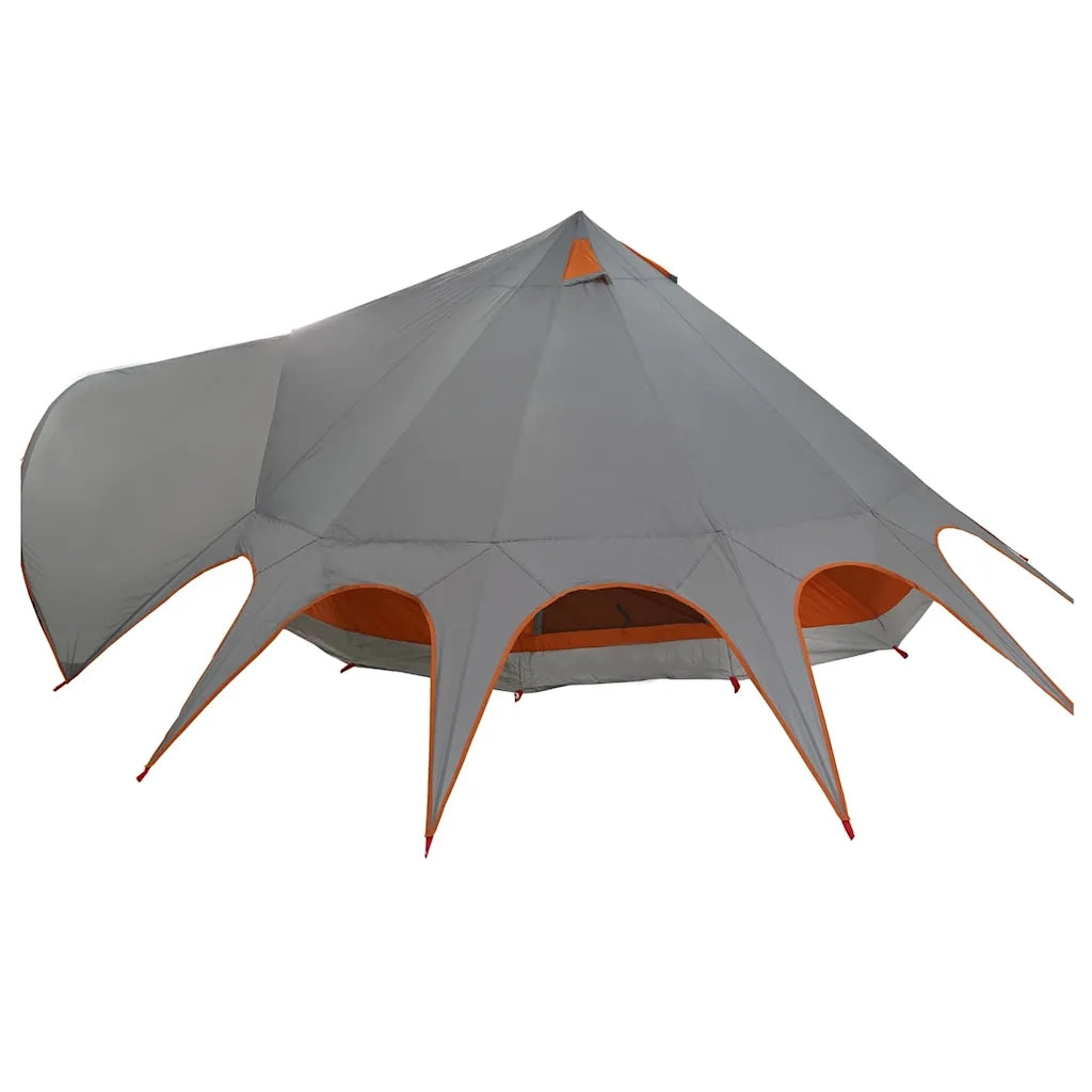 Tenda Teepee per 7 Persone con tetto-Tenda da campeggio Grigio e arancione