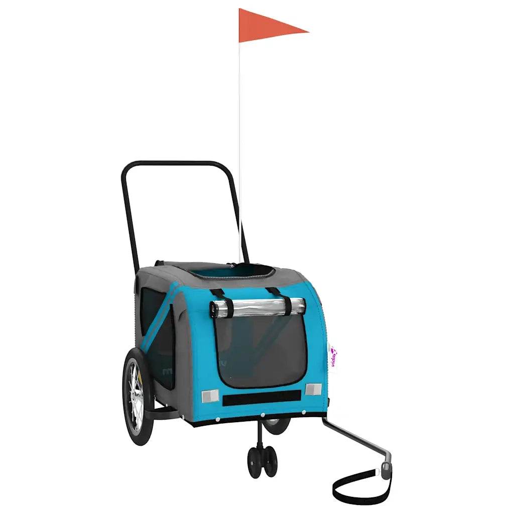 Rimorchio da Bici per Animali Blu e Grigio Oxford e Ferro 93897