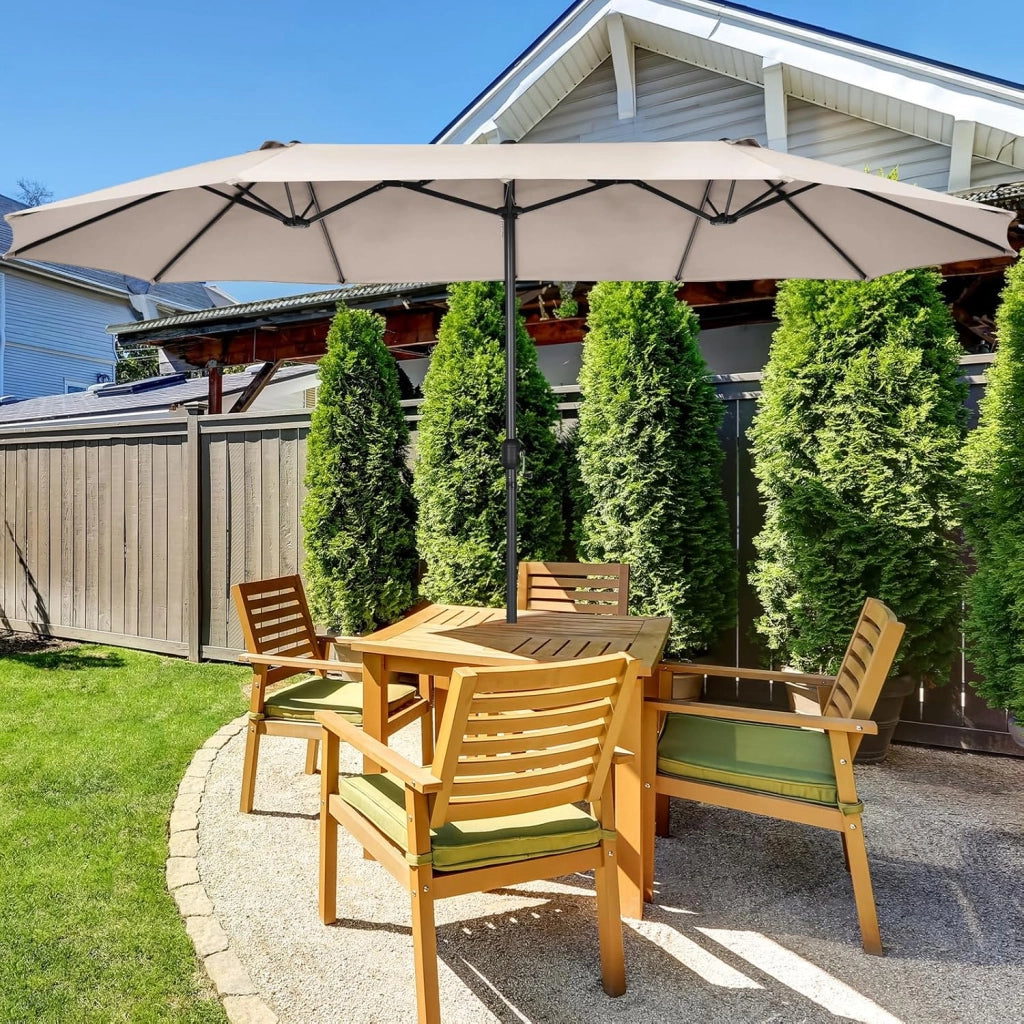Ombrellone doppio, rettangolare, con manovella e protezione UV, grande ombrellone da balcone impermeabile, ombrellone da giardino, ideale per piscina, mercato, 460 x 260 x 240 cm