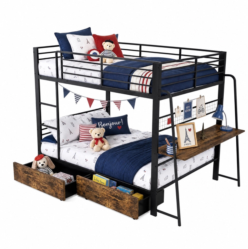 Letto a soppalco gaming 140x200 con scrivania e LED