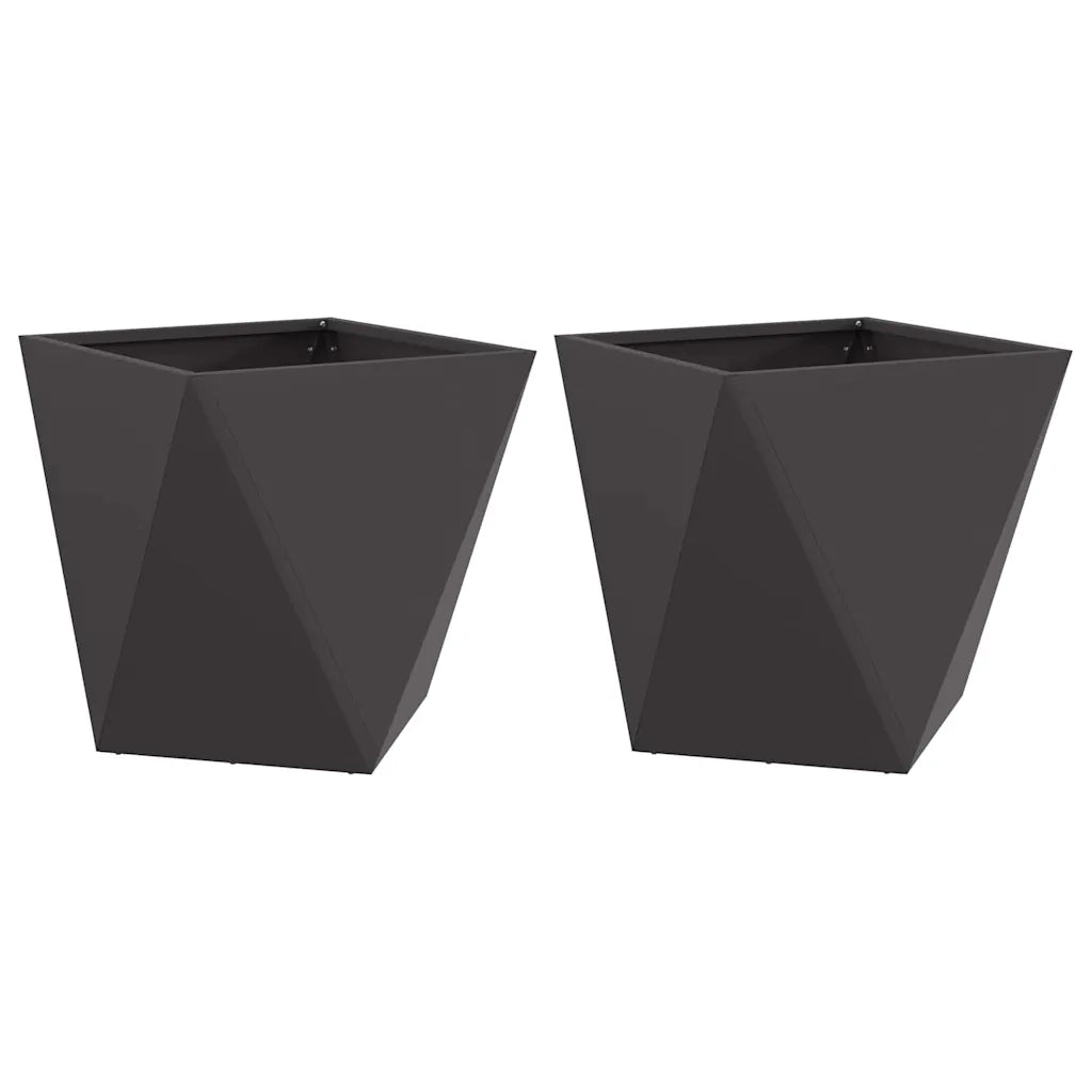 Fioriera 2 pcs Nero 50 x 50 x 50 cm Acciaio 883837