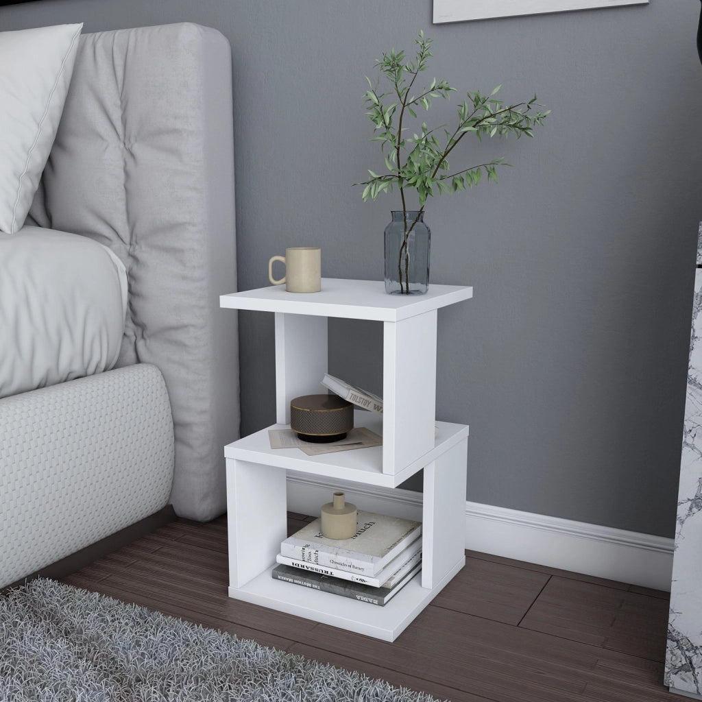 Comodino in legno "Carter" - 30 x 30 x 49 cm - Bianco