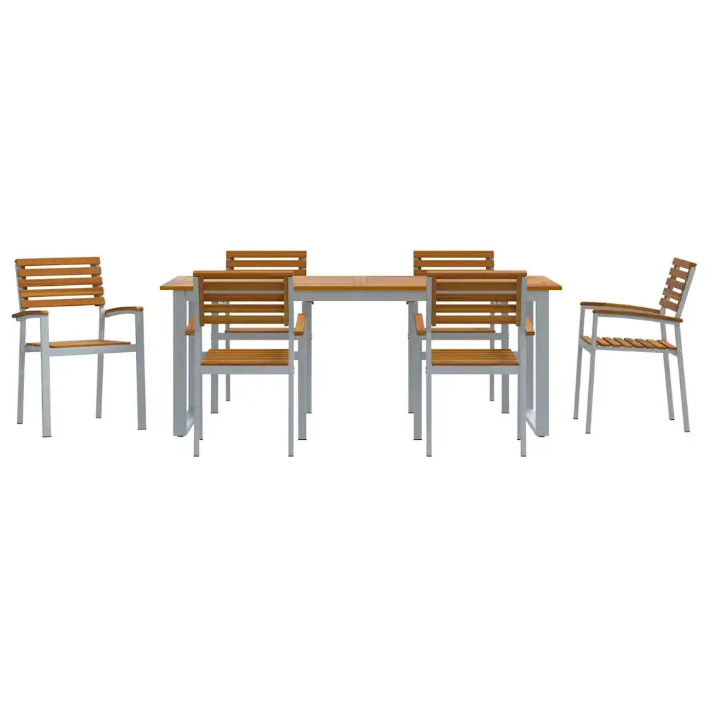 Set da Pranzo per Giardino 7 pcs Grigio