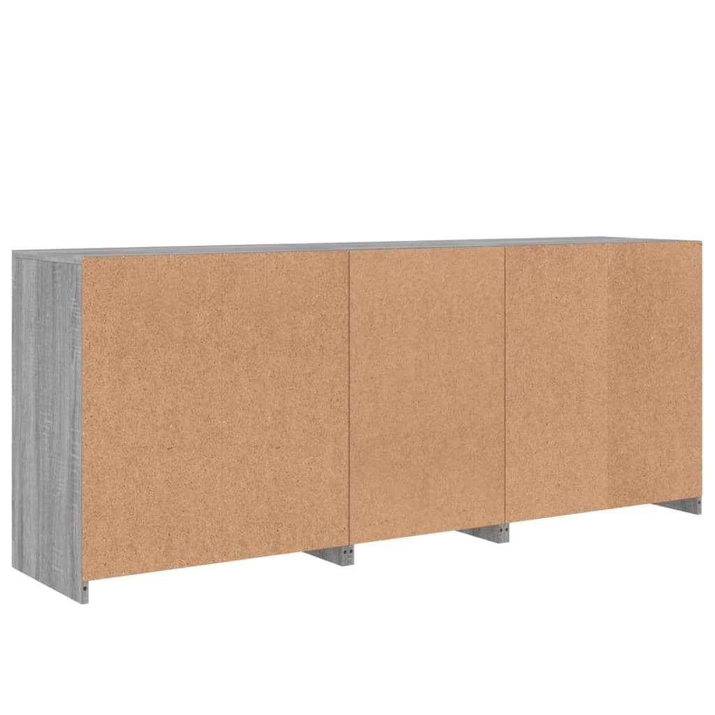 Buffet credenza cassettiera armadio mobile contenitore organizer per cucina soggiorno salotto con luci LED Sonoma 181,5 x 37 x 67 cm grigio 02_0030063