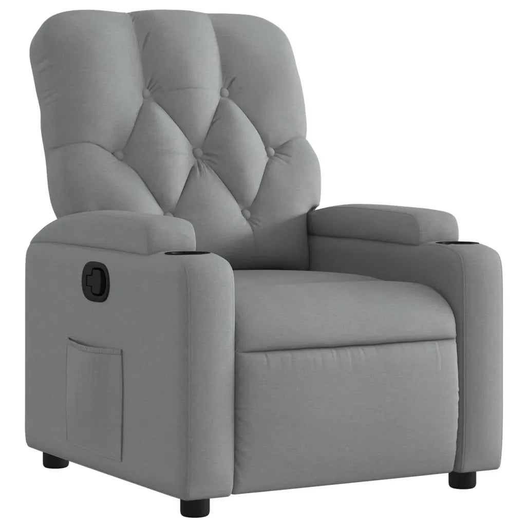 Divano Sedia-Poltrona Reclinabile in Tessuto Grigio Chiaro 508521