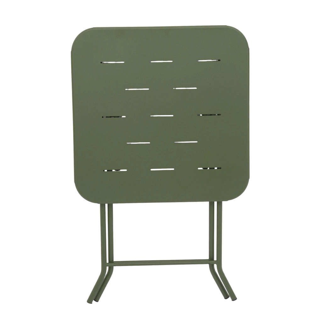Set bistrot pieghevole verde in acciaio, 3 pezzi