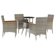 Set Bistr¨° da Giardino 5 pz | Set Salotto da Giardino con Cuscini in Polyrattan Grigio