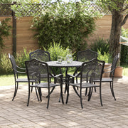 Set da Pranzo da Giardino 7 Pezzi in Alluminio Nero di