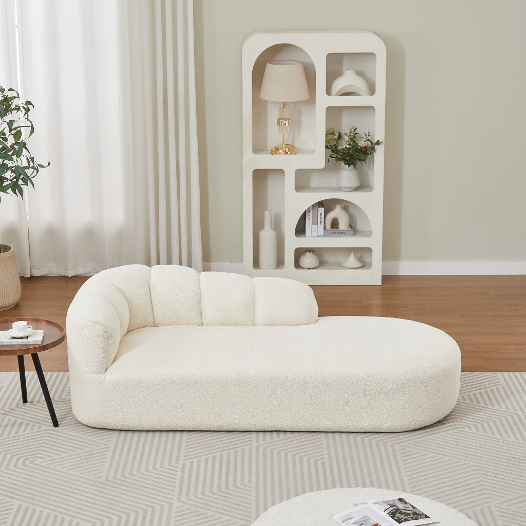 DIVANO Relax in chenille beige con schienale ondulato