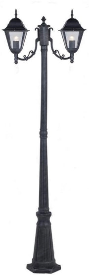LAMPIONE 2 BRACCI NEW YORK ALTEZZA CM.200 ALLUMINIO PRESSOFUSO VERNICIATO GRIGIO GHISA 60W