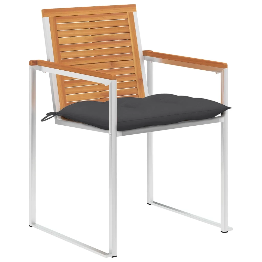 Sedie da Giardino con Cuscini 4 pz in Legno Massello di Acacia 3078485