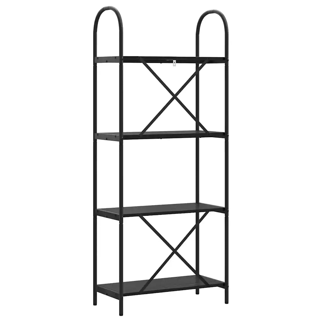 Libreria-Scaffale per Libri-Mobile di Stoccaggio Rovere Nero 60 x 30 x 146 cm Legno multistrato 314819