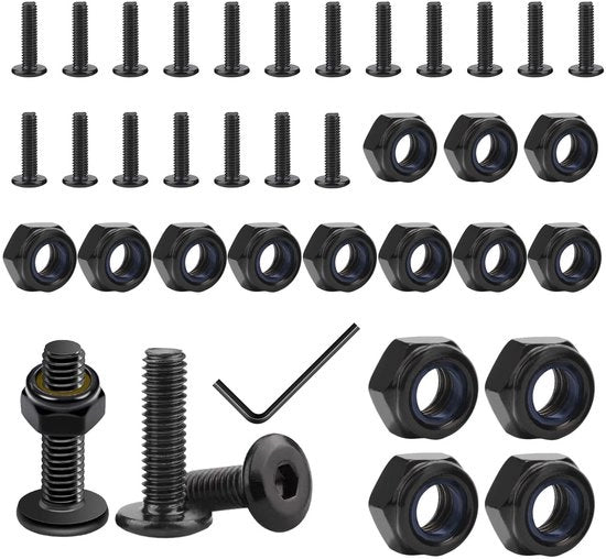 Set di viti a inbus M6 - viti a inbus nere - viti a inbus a 6 facce - viti a inbus a 6 facce in acciaio inossidabile - set di 40 pezzi - inclusa chiave a inbus