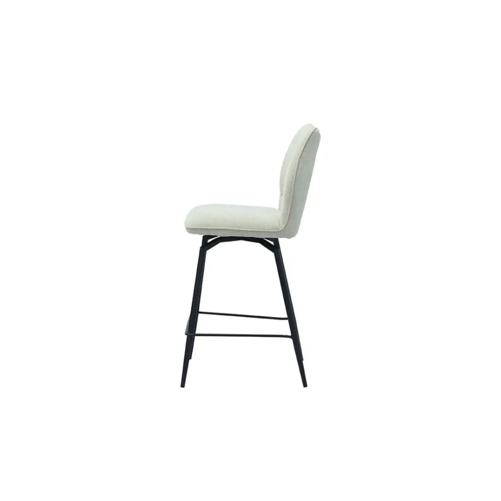 Sedia da bancone girevole CROFT - Tessuto écru - Piedi in metallo nero - Altezza 103 cm - Stile design/industriale