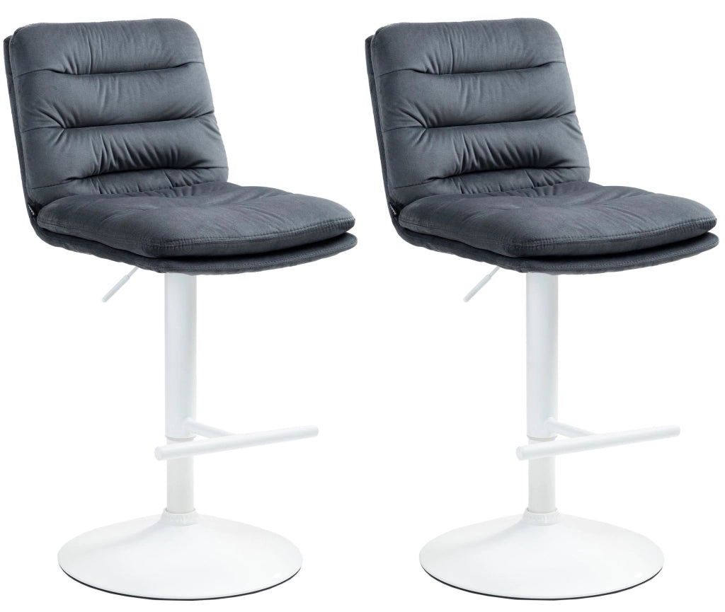 2er Set Barhocker Damar Samt weiЯ