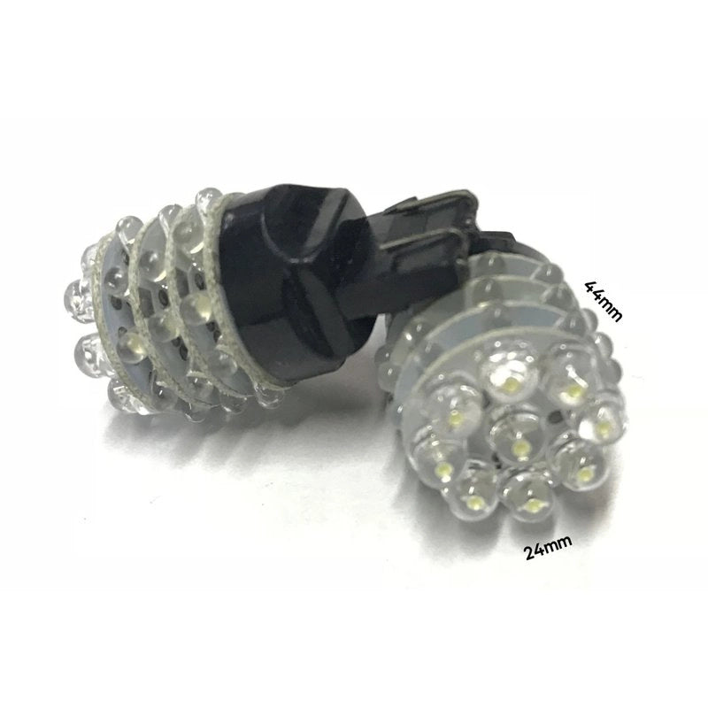 Coppia 2 Lampade Led T25 3157 P27/7W Con 9 F5 Frontale + 27 F3 Laterale Colore Giallo Arancione 12V 2W