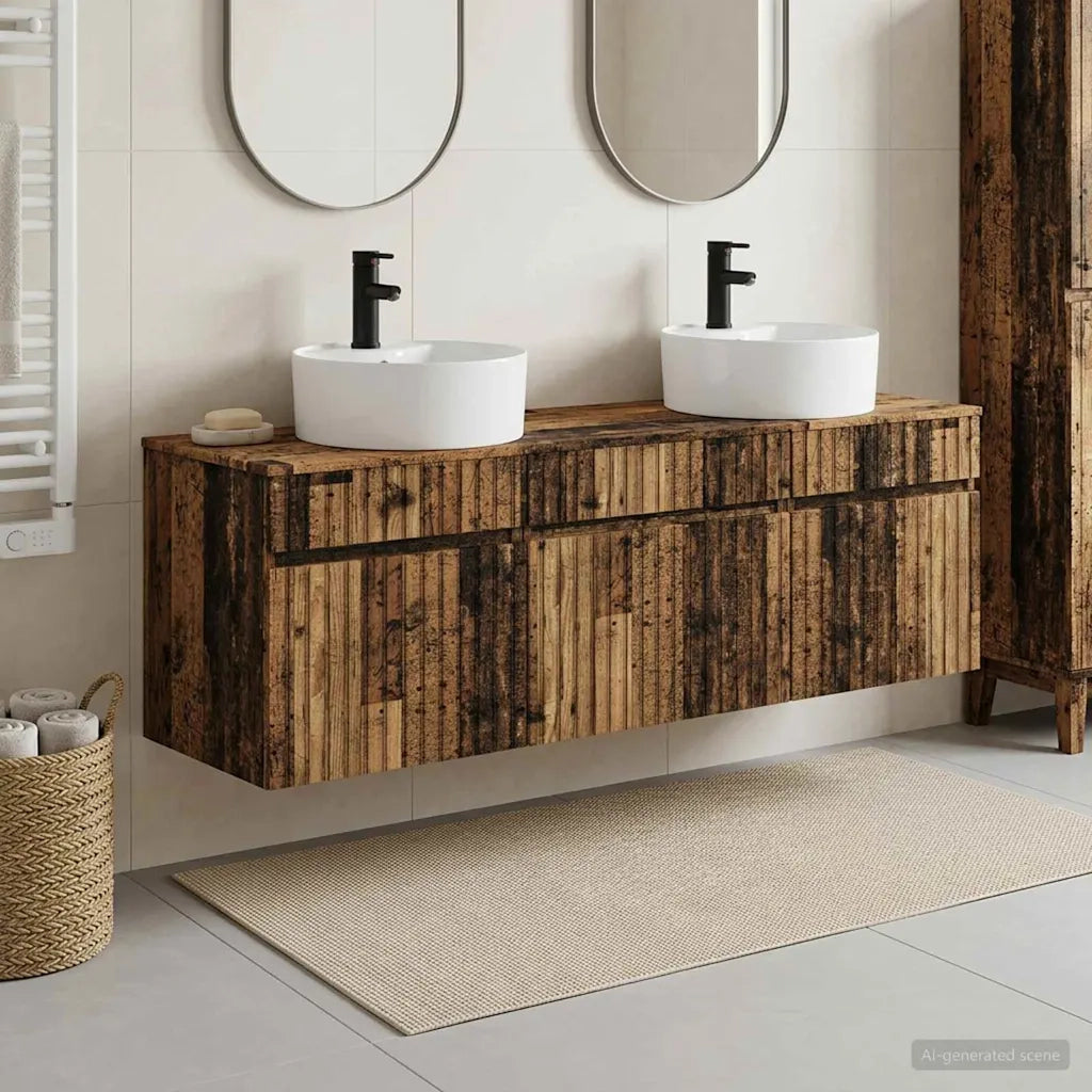 Set di Armadi da Bagno 3 pz Legno antico 49 x 44,5 x 65 cm 3405755