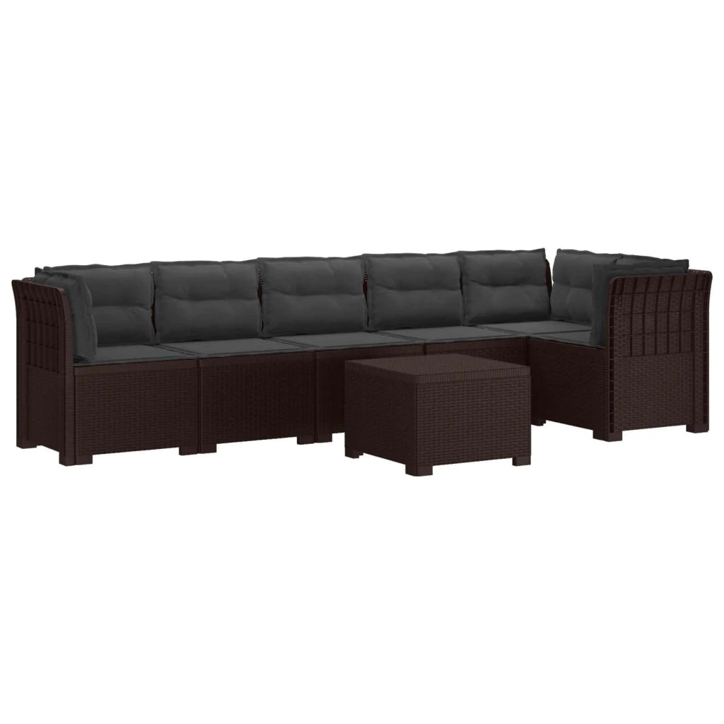 Divano da Giardino 6 Posti con Cuscini Aspetto Rattan PP 3444127