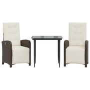 Set Bistr¨° 3 pz | Set Salotto da Giardino con Cuscini Marrone in Polyrattan