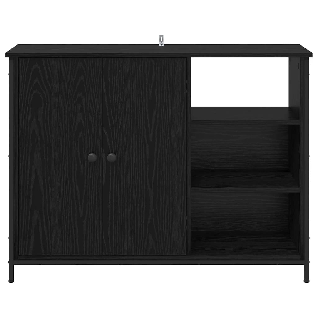 Credenza-Buffet-Armadio da cucina Rovere Nero 100 x 33 x 75 cm Legno multistrato