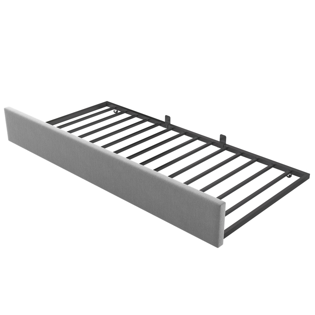 Divano letto 90x200 cm con letto estraibile; velluto grigio