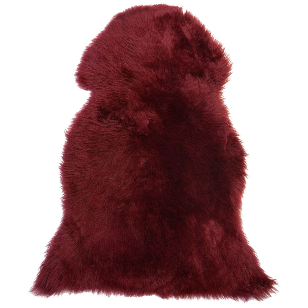 Pelle di montone rosso chiaro 65 x 110 cm naturale a Pelo Lungo in stile rustico