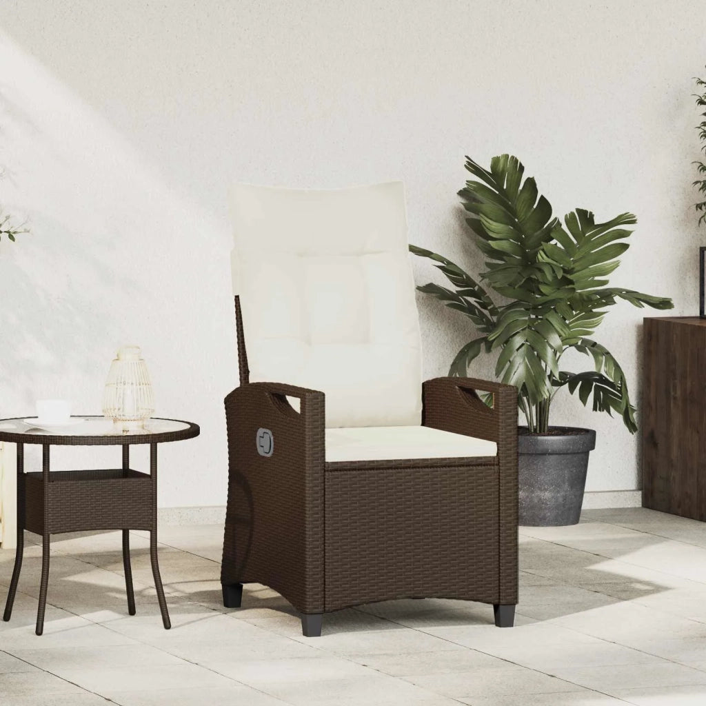 Sedia da Giardino | Sedie da Esterno reclinabile Marrone e Crema 56 x 60 x 112 cm