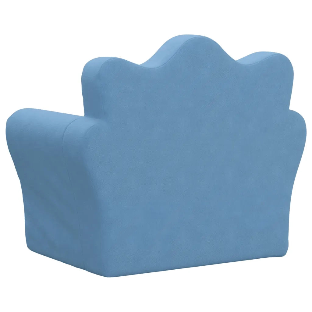 Divano per Bambini-Sofa-Divanetto Blu in Morbido Peluche 818296
