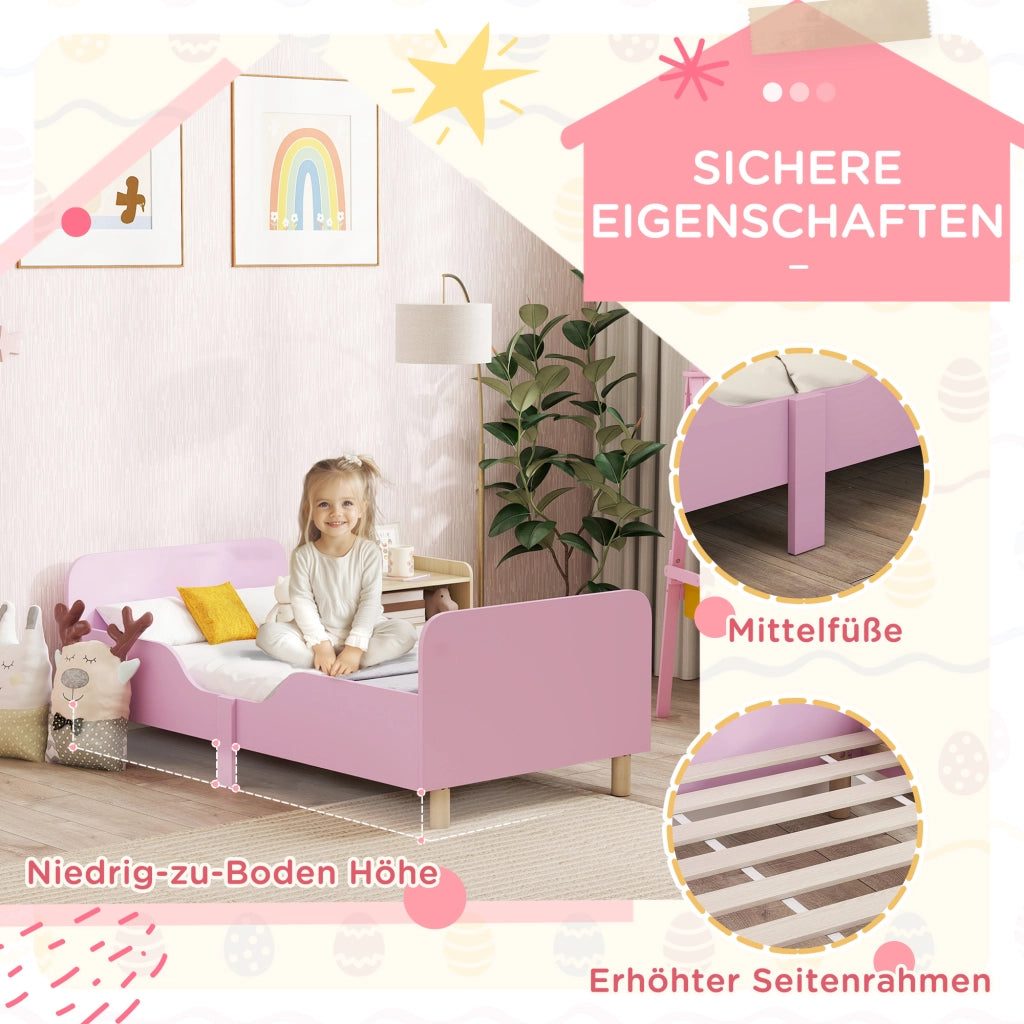 Letto Singolo per Bambini con Protezioni ¨C zephmum ¨C Rosa MDF
