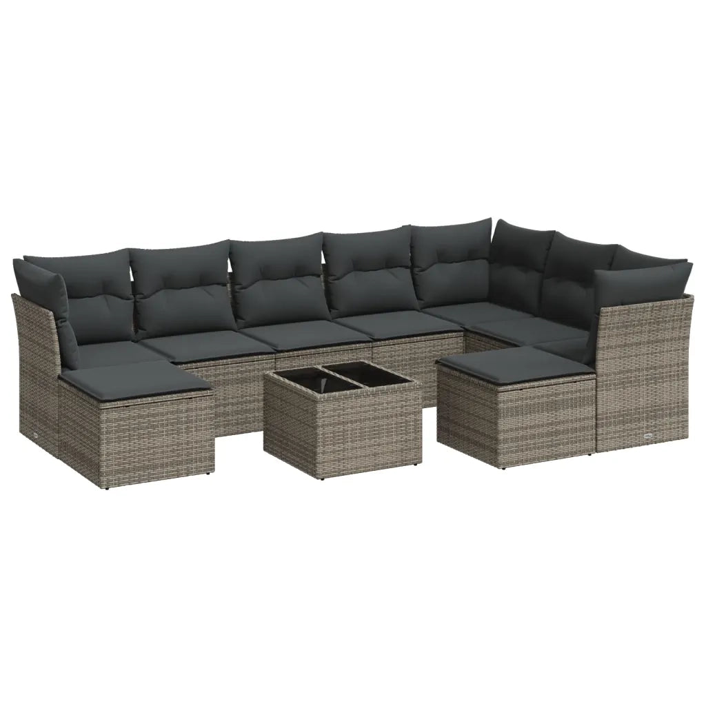 Set Divano da Giardino 10 pz con Cuscini Grigio in Polyrattancod mxl 112628