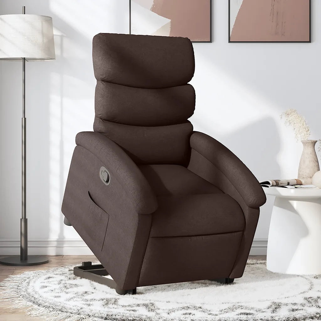 Poltrona | Sedia Relax Alzapersona Reclinabile Marrone Scuro in Tessuto
