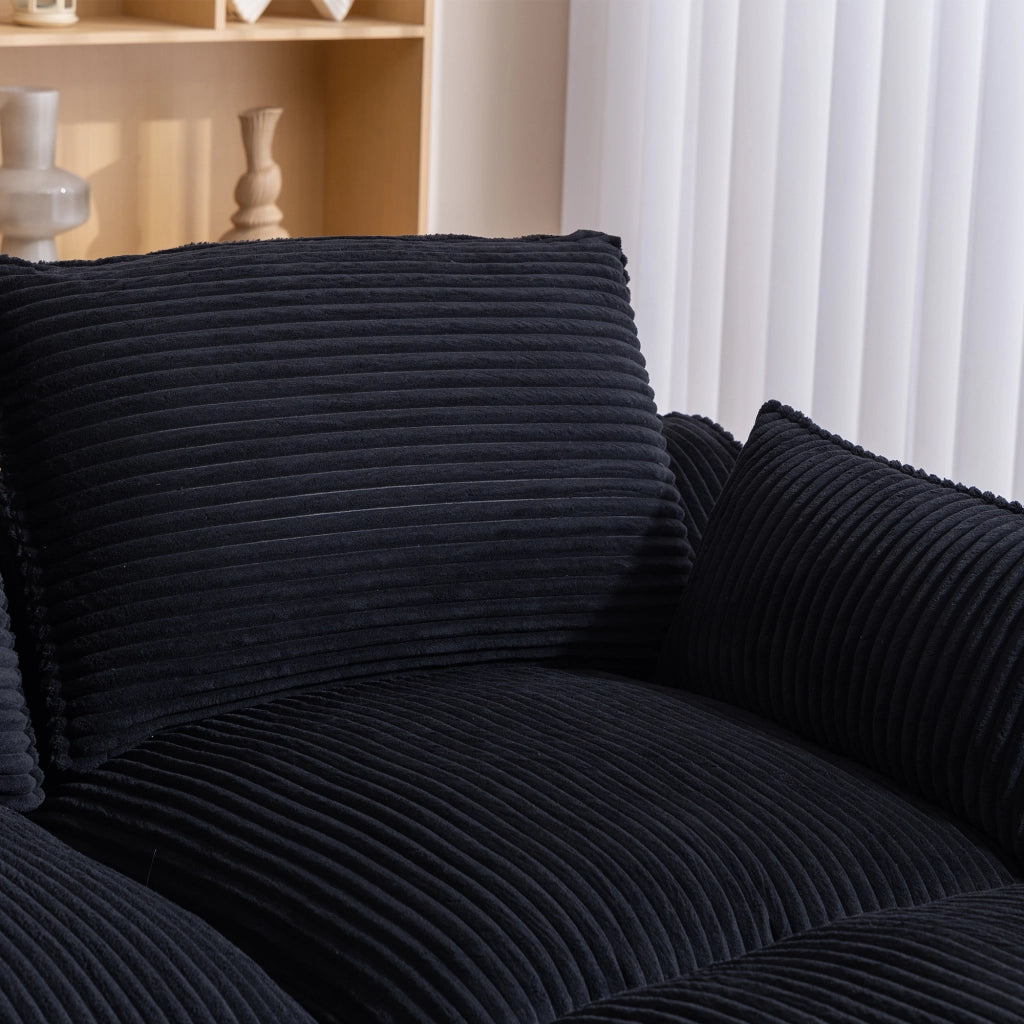 DIVANO 2 POSTI 191x94x85 cm Corda Nero con cuscini e tasche laterali