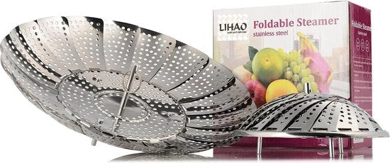 Contenitore per verdure, pieghevole, acciaio inossidabile, colore argento, piccolo