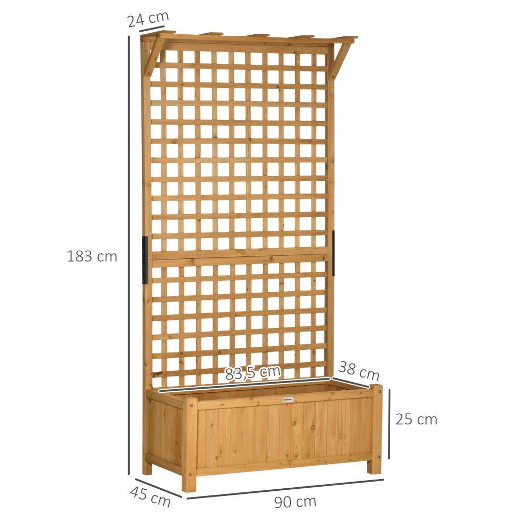 Fioriera con traliccio in legno per piante rampicanti ¨C zephmum ¨C naturale 90x45x183 cm