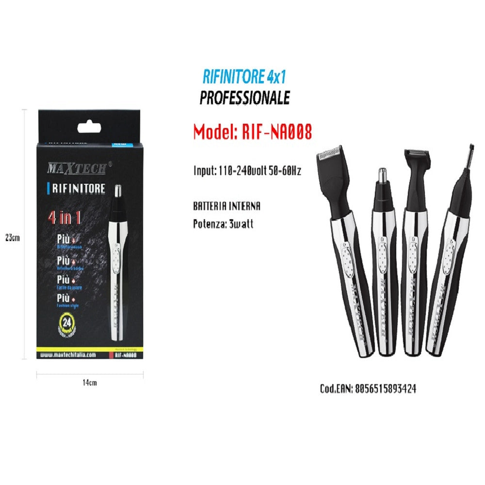 Trade Shop - Rasoio Rifinitore Trimmer Per Peli Naso Orecchie Sopracciglia 4x1 Uomo Rif-na008 -
