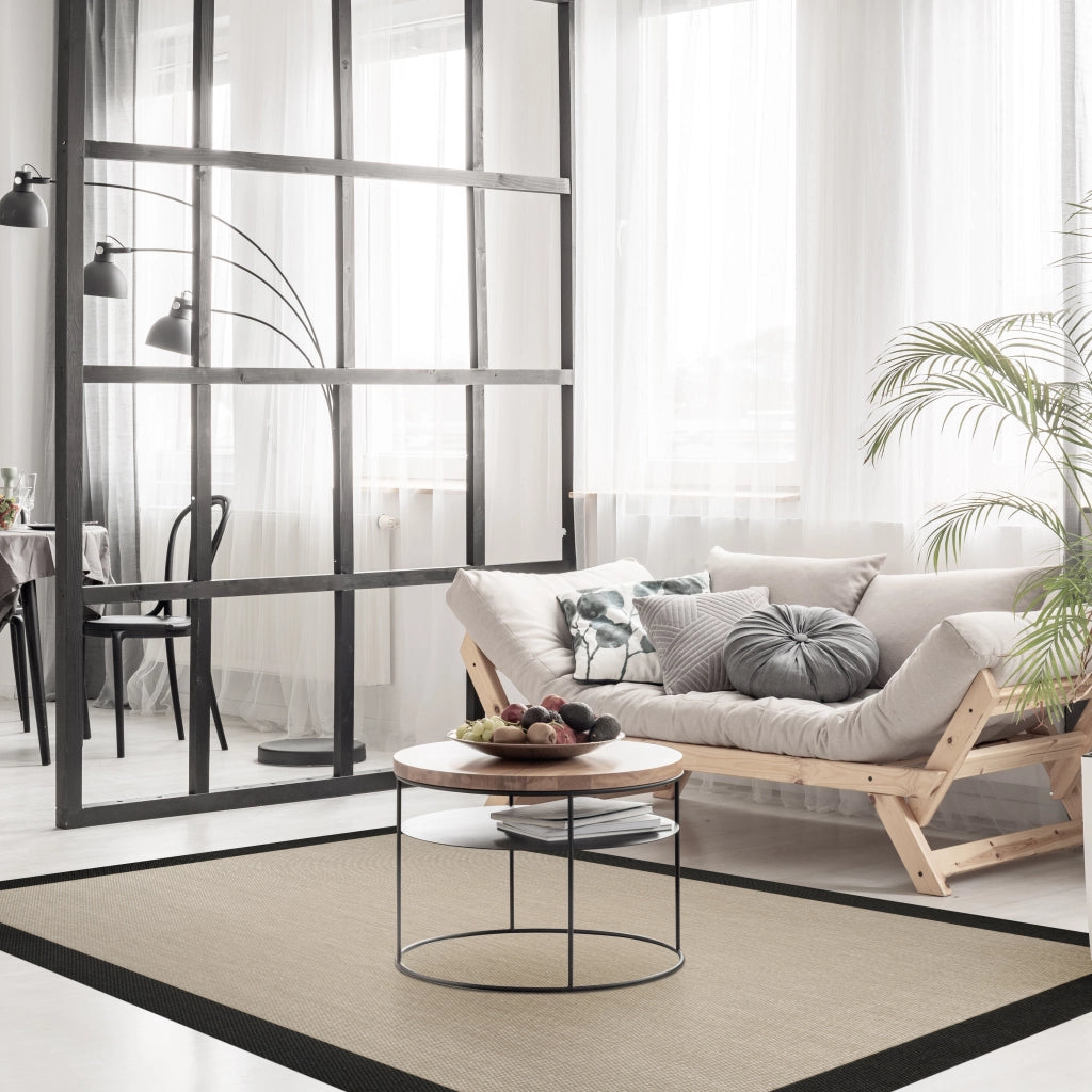 Tappeto vinilico di alta qualità taupe-nero 140x200