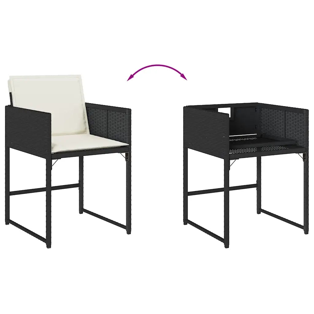 Set da Pranzo da Giardino 9 pz | Set Salotto da Giardino con Cuscini Nero in Polyrattan
