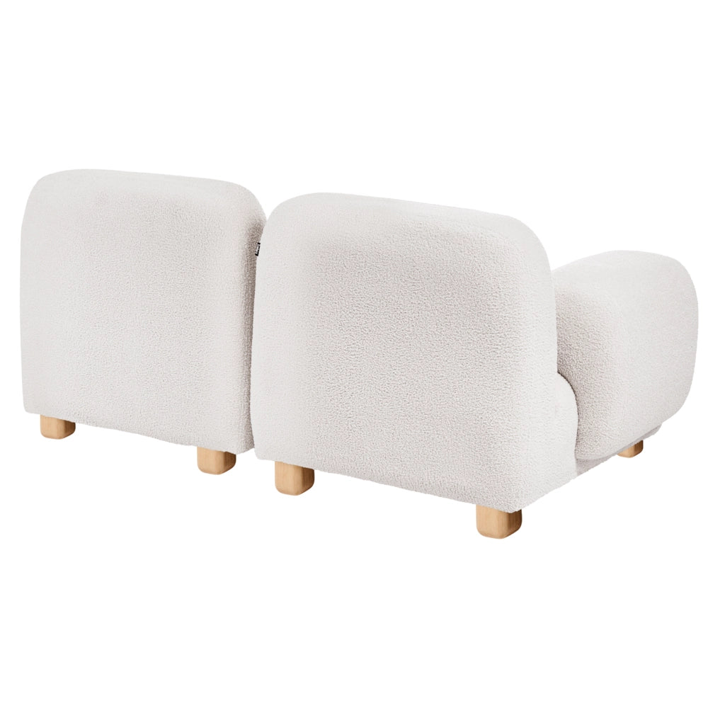 Divano componibile a 2 posti in tessuto due elementi angolari con poggiapiedi gambe in legno bianco sporco stile moderno
