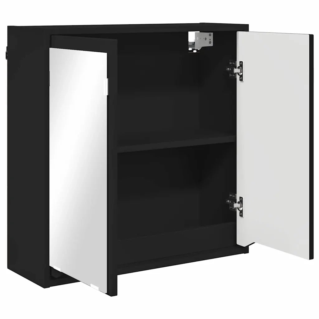 Mobiletto per specchio da bagno con porta Nero 60 x 20 x 60 cm
